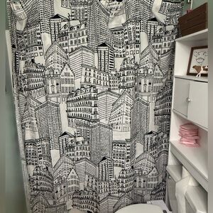 Room Essentials Black and White Cityscape Shower Curtain